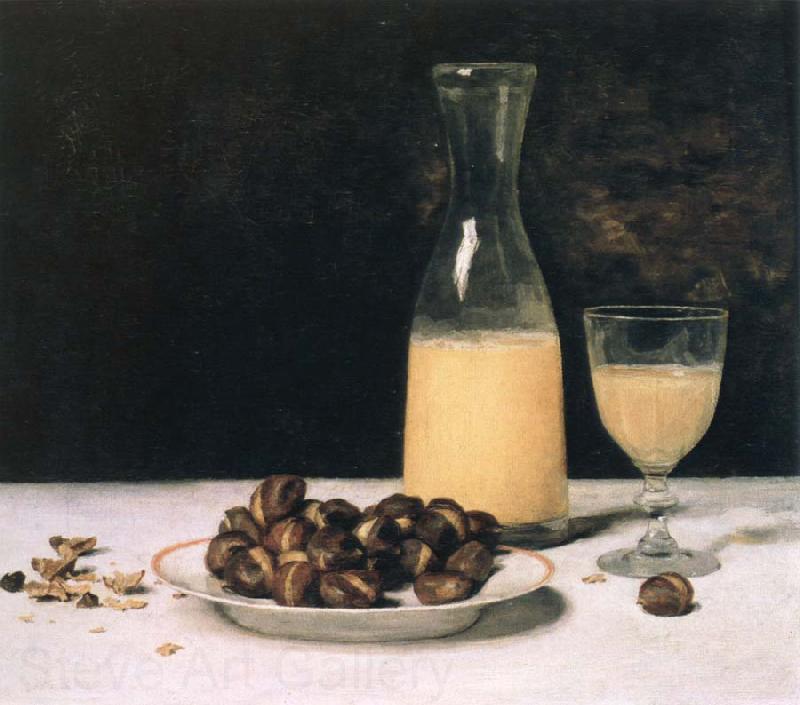 Albert Anker still life with wine and chestnuts Norge oil painting art